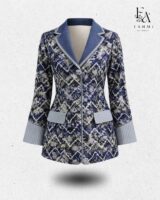 Sasirangan Signature Women’s Blazer with Denim Collar
