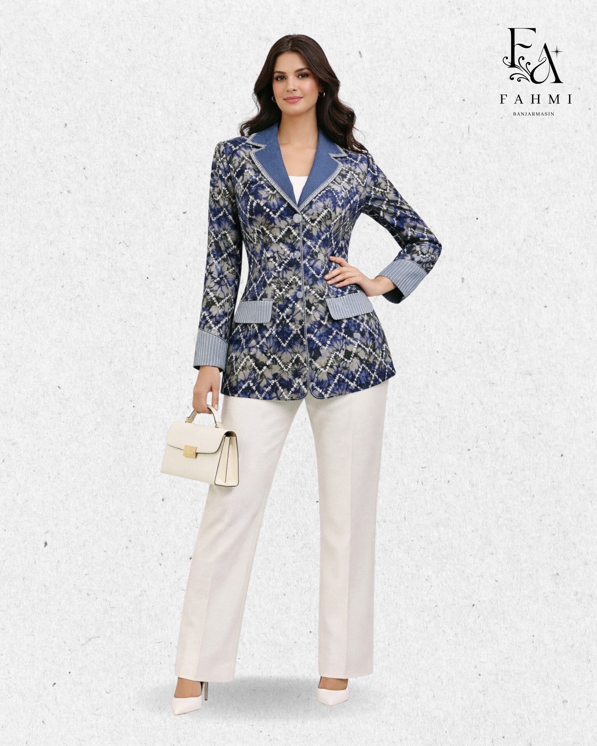 Sasirangan Signature Women’s Blazer with Denim Collar - Image 3