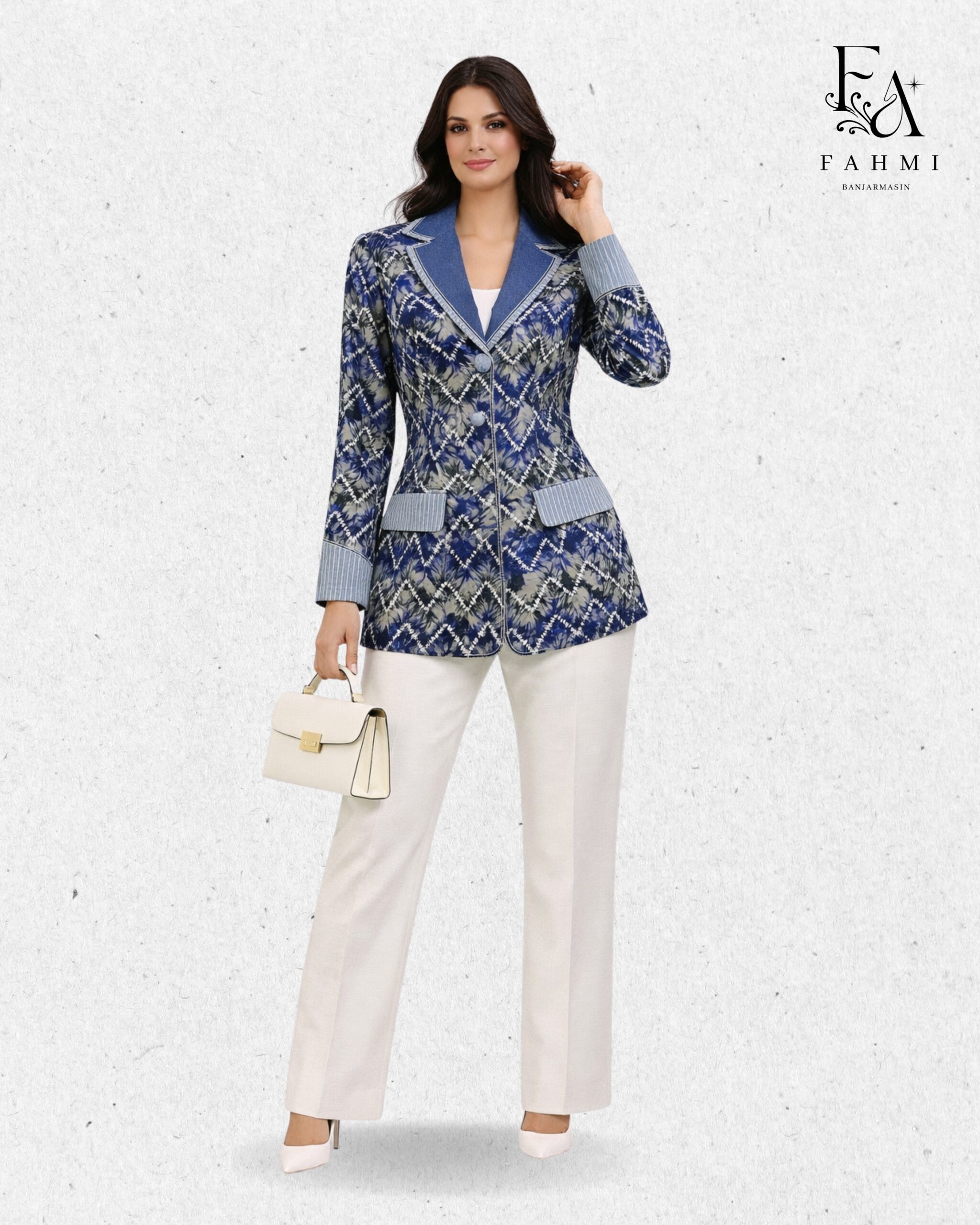 Sasirangan Signature Women’s Blazer with Denim Collar - Image 2