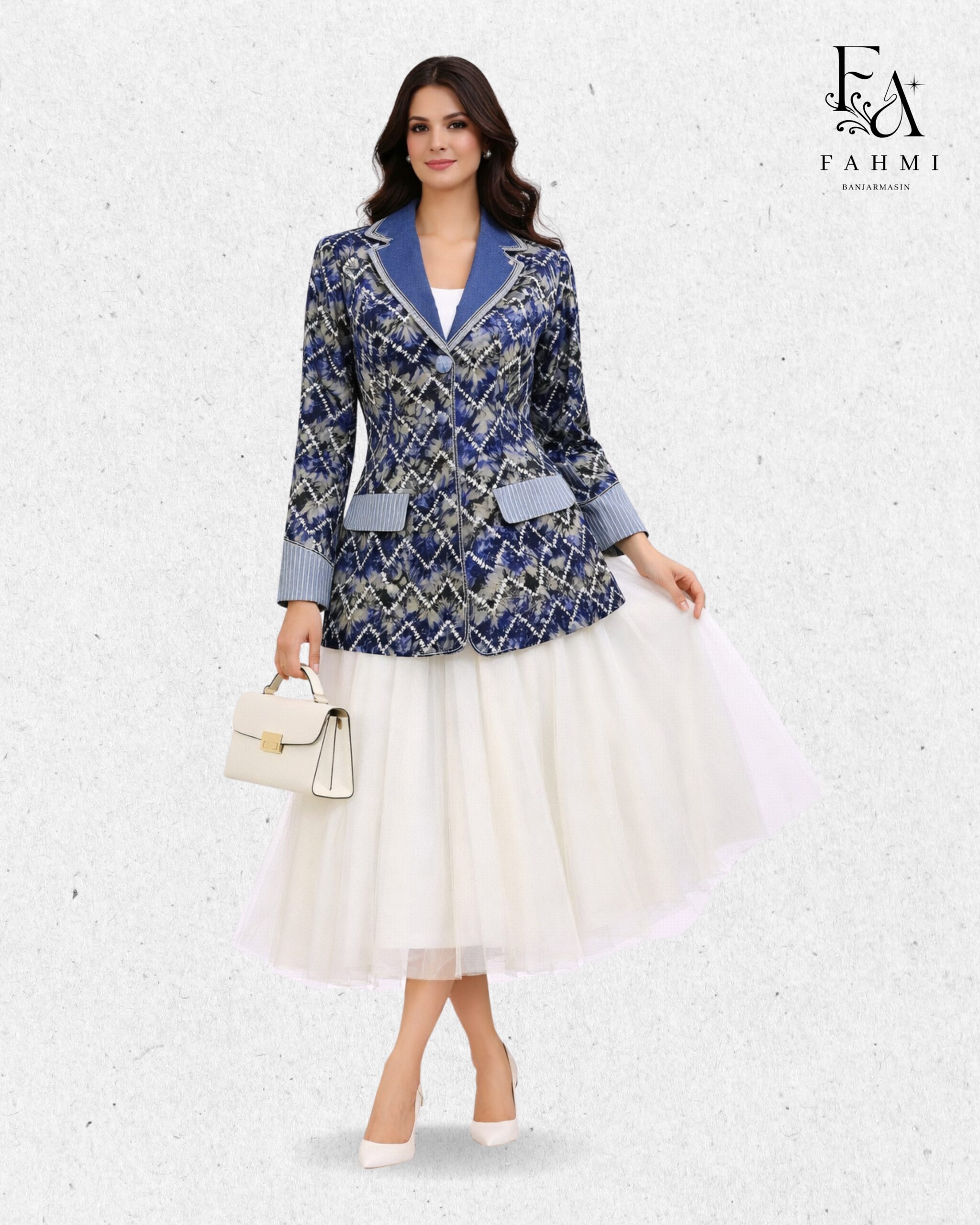 Sasirangan Signature Women’s Blazer with Denim Collar - Image 5